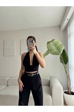 بلوز مشکی زنانه ساده Zoom Butik - کد 900534970