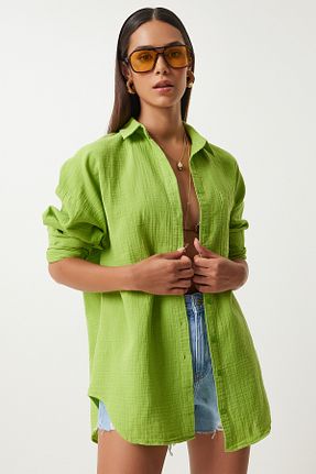پیراهن سبز زنانه اورسایز Lovelyİstanbul - کد 839347349