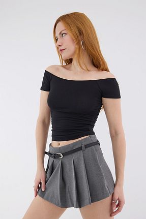 تیشرت مشکی زنانه اسلیم فیت Addax - کد 899483605