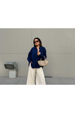 پیراهن سرمه ای زنانه اورسایز minaaise - کد 848608400