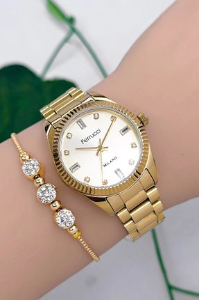 ساعت مچی طلائی زنانه 36-40 میلی متر Ferrucci - کد 881750004