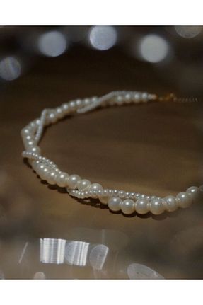 گردنبند جواهر بژ زنانه شیشه Belaco - کد 899252563