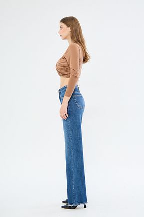 شلوار جین آبی زنانه پاچه گشاد cracpot - کد 899528486
