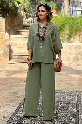 ست بالاتنه و پائین تنه خاکی زنانه بافتنی Nevin Kaya Moda - کد 660026970