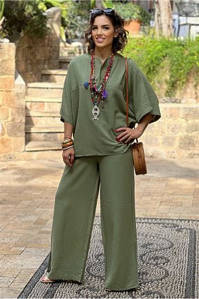 ست بالاتنه و پائین تنه خاکی زنانه بافتنی Nevin Kaya Moda - کد 660026970
