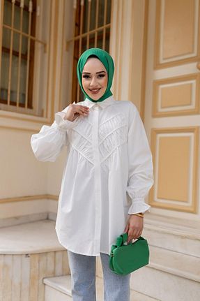پیراهن حجاب سفید زنانه رگولار LOCCO - کد 897239287