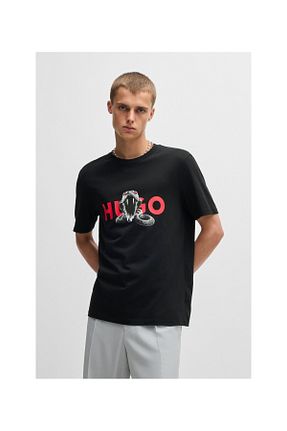 تیشرت مشکی مردانه اورسایز HUGO - کد 899570040
