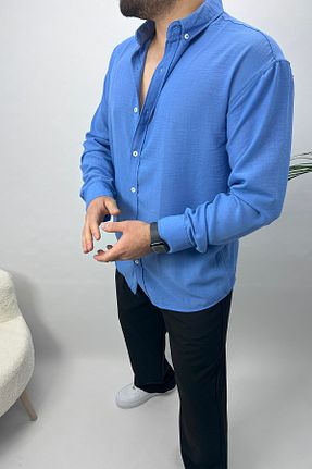 پیراهن آبی مردانه اورسایز bafatex - کد 899568948