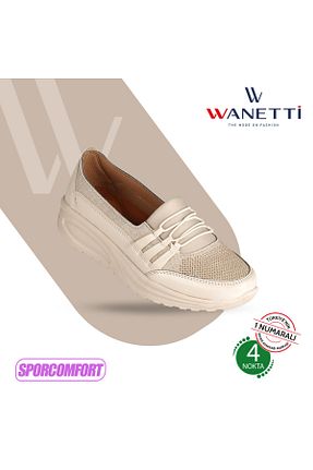 کفش کژوال بژ زنانه چرم مصنوعی Wanetti - کد 899561507