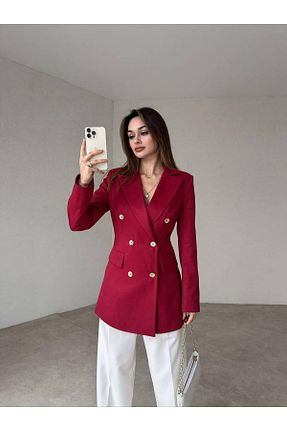 کت بلیزر زرشکی زنانه پارچه Genel Markalar - کد 899562441