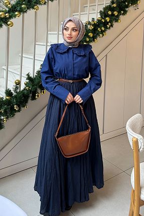 پیراهن حجاب سرمه ای زنانه رگولار LOCCO - کد 899563057