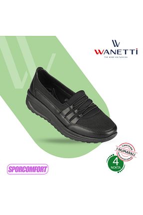 کفش کژوال مشکی زنانه چرم مصنوعی Wanetti - کد 899561399