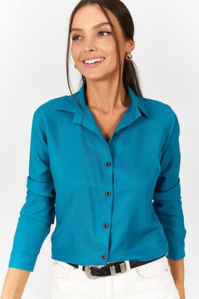 پیراهن سایز بزرگ آبی زنانه رگولار armonika - کد 3465672