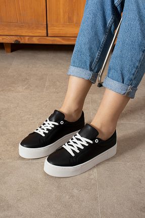کفش اسنیکر مشکی زنانه بند دار SHOESTEP - کد 898976711