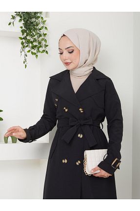 ترنچکت حجاب مشکی زنانه مخلوط کتان ELBİSHE - کد 899577594