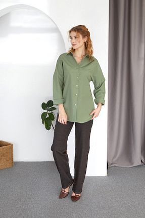 پیراهن خاکی زنانه رگولار Fullamoda - کد 899590351