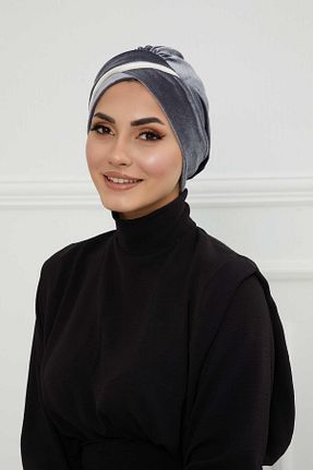 کلاه شنای حجاب طوسی زنانه Aisha