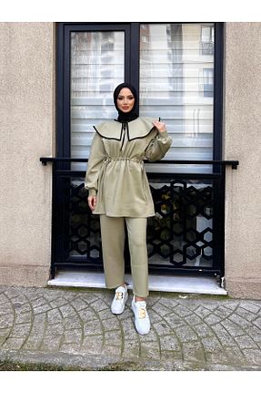 ست بالاتنه و پائین تنه حجاب خاکی زنانه رگولار Enfa - کد 899596471