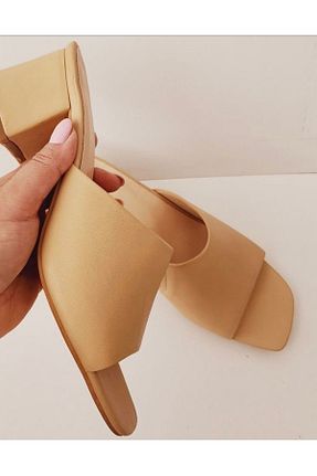 دمپائی بژ زنانه چرم خالص MODA - کد 899598210