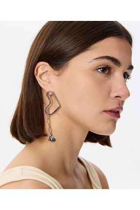 گوشواره جواهر طوسی برنجی Twist - کد 899622577