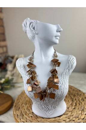 گردنبند جواهر قهوه ای زنانه سنگ SEDEF TAKI - کد 899640500