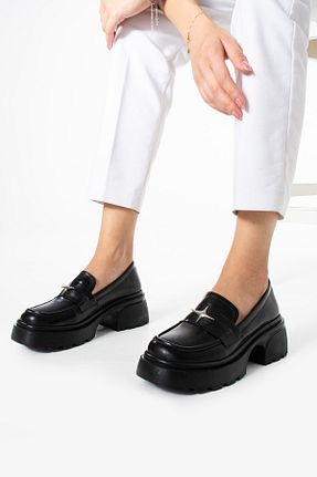 کفش لوفر مشکی زنانه چرم مصنوعی eliz - کد 900541294