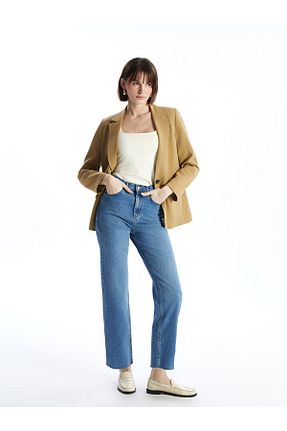 شلوار جین آبی زنانه پاچه ساده LC Waikiki - کد 899663023