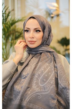روسری طوسی پنبه ای efdal şal eşarp - کد 885483865