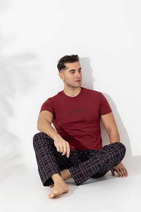 ست لباس راحتی زرشکی مردانه پنبه ای Sude HOMEWEAR - کد 899686529