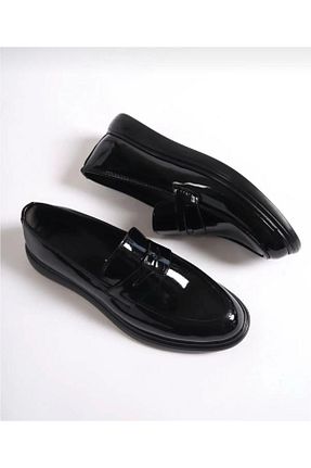 کفش لوفر مشکی مردانه چرم لاکی ALP SHOES - کد 899906766