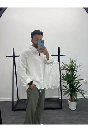 پیراهن سفید مردانه اورسایز MENOFOURSWEAR - کد 900495085