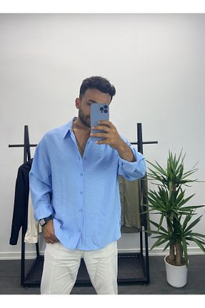 پیراهن آبی مردانه اورسایز MENOFOURSWEAR - کد 902934796
