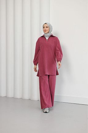 ست بالاتنه و پائین تنه حجاب زرشکی زنانه Relaxed Nueny prive - کد 899736474