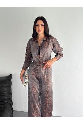 ست بالاتنه و پائین تنه قهوه ای زنانه بافتنی sportiness - کد 899758182