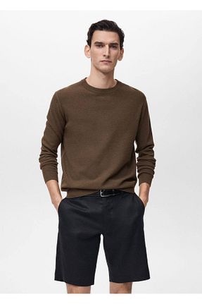 پلیور قهوه ای مردانه ساده MANGO Man - کد 899761432