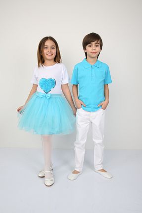 ست بالاتنه و پائین تنه فیروزه ای بچه گانه بافت Genel Markalar - کد 900613628