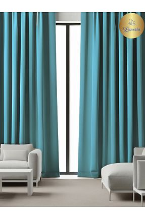 پرده زمینه فیروزه ای پلی استر Lunoria - کد 899768485