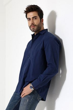 پیراهن سرمه ای مردانه رگولار Peille - کد 876039045