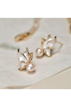 گوشواره جواهر سفید مروارید Pelin Aksesuar - کد 899769297