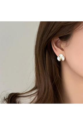 گوشواره جواهر سفید زیرکن Pelin Aksesuar - کد 899769338