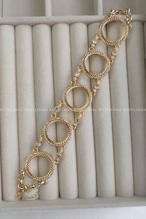 دستبند مروارید طلائی مروارید آب شیرین ROSELİNNA - کد 898066525