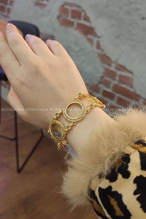 دستبند مروارید طلائی مروارید آب شیرین ROSELİNNA - کد 898066525