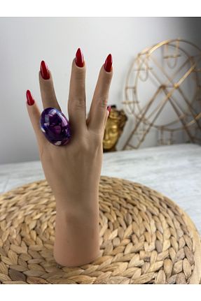 انگشتر جواهر بنفش زنانه رودیوم SEDEF TAKI - کد 899792574