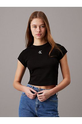تیشرت مشکی زنانه یقه دوچرخه Calvin Klein - کد 280709172