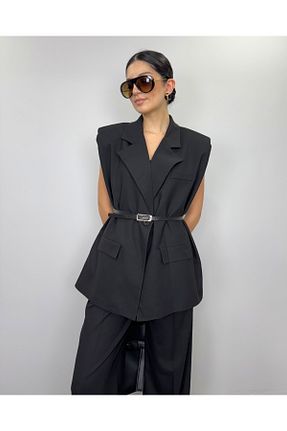 جلیقه مشکی زنانه اورسایز DEQ FASHION - کد 900428235