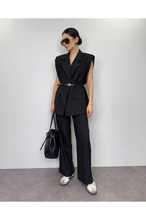 جلیقه مشکی زنانه اورسایز DEQ FASHION - کد 900428235