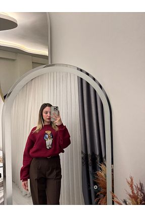 سوئیشرت زرشکی زنانه چاپی Butik - کد 899837042