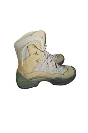 بوت / نیم بوت بژ زنانه پاشنه تخت kho military design - کد 899855062