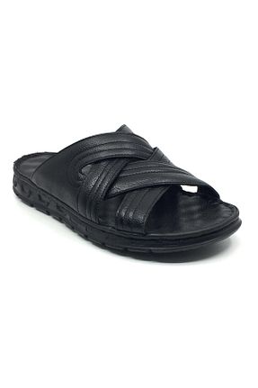 دمپائی مشکی مردانه چرم خالص Taşpınar Ayakkabı - کد 899854563