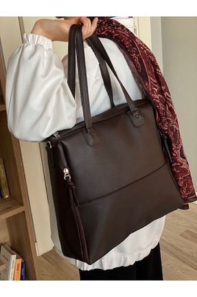 کیف دوشی قهوه ای زنانه چرم مصنوعی Bagzone - کد 899862262